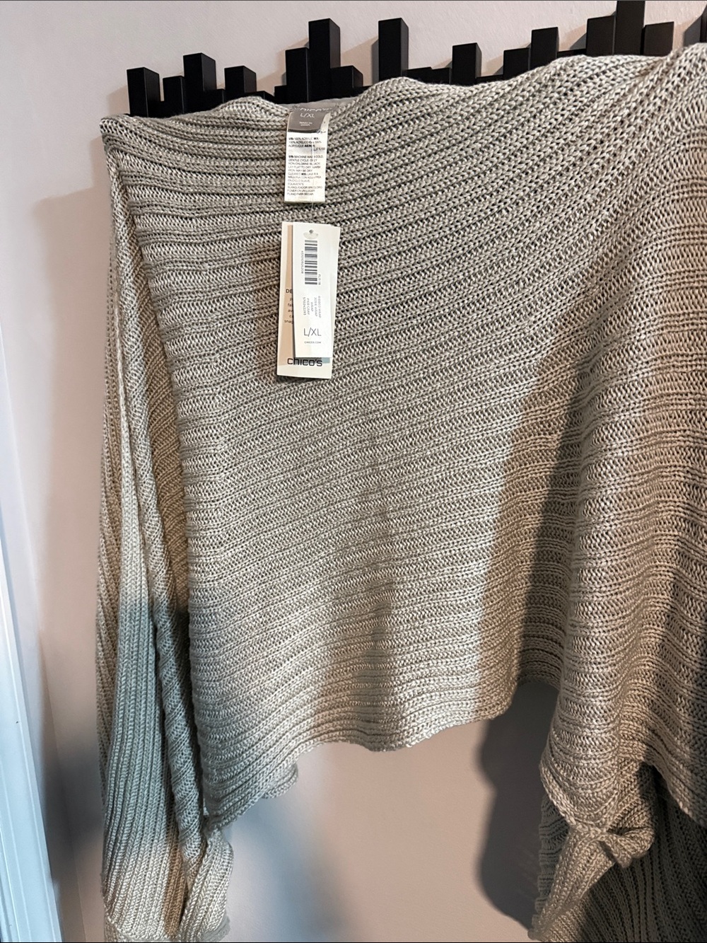 Chico's Light Taupe Knit Wrap Scarf